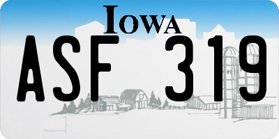 IA license plate ASF319