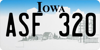 IA license plate ASF320