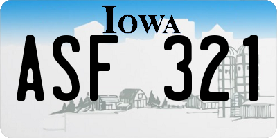 IA license plate ASF321