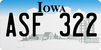 IA license plate ASF322