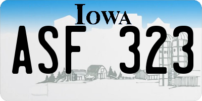IA license plate ASF323