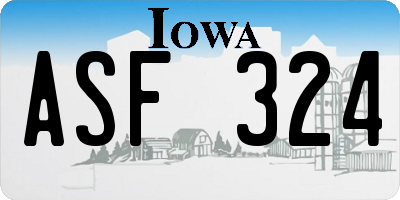IA license plate ASF324