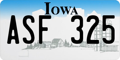 IA license plate ASF325