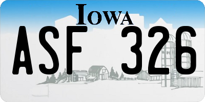 IA license plate ASF326