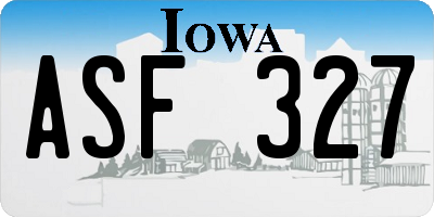 IA license plate ASF327