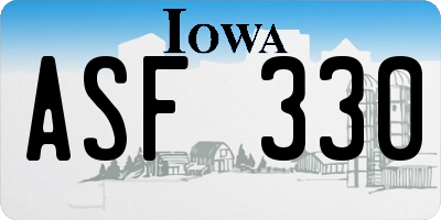 IA license plate ASF330