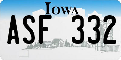 IA license plate ASF332