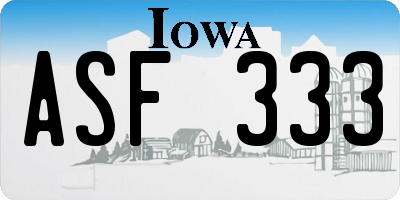 IA license plate ASF333