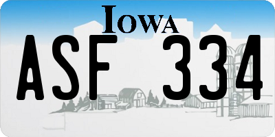 IA license plate ASF334