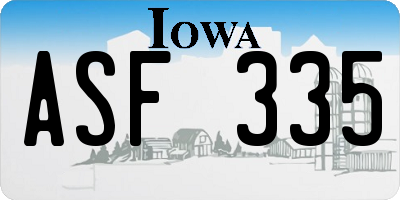 IA license plate ASF335