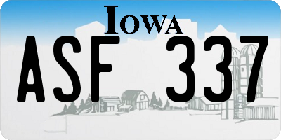 IA license plate ASF337