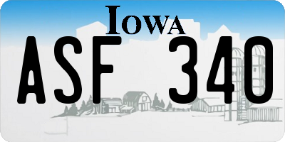 IA license plate ASF340