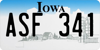 IA license plate ASF341