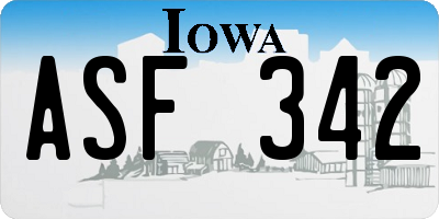 IA license plate ASF342