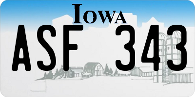 IA license plate ASF343