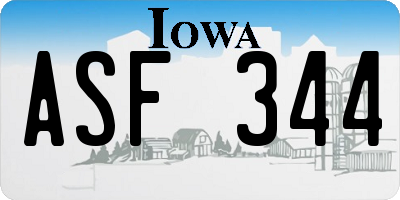 IA license plate ASF344