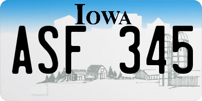 IA license plate ASF345