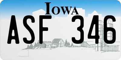 IA license plate ASF346