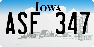 IA license plate ASF347