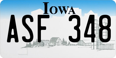 IA license plate ASF348