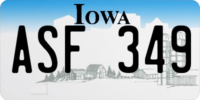 IA license plate ASF349