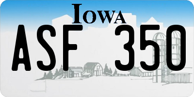 IA license plate ASF350