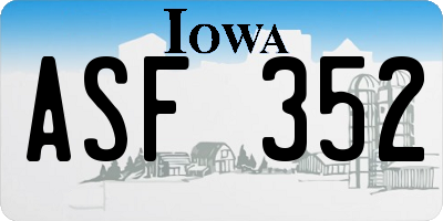 IA license plate ASF352