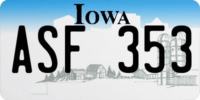 IA license plate ASF353