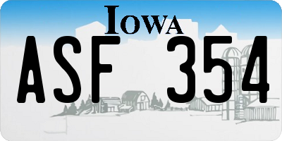 IA license plate ASF354