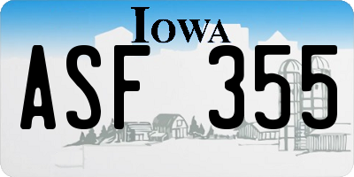 IA license plate ASF355