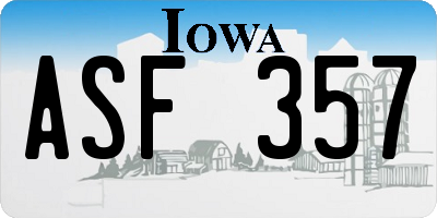 IA license plate ASF357