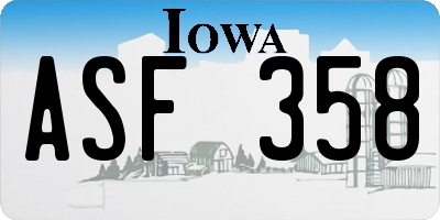 IA license plate ASF358