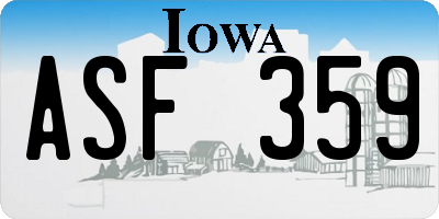 IA license plate ASF359