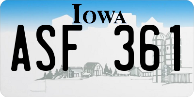 IA license plate ASF361