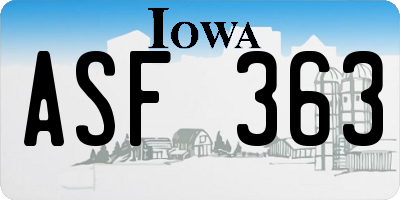 IA license plate ASF363