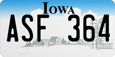 IA license plate ASF364
