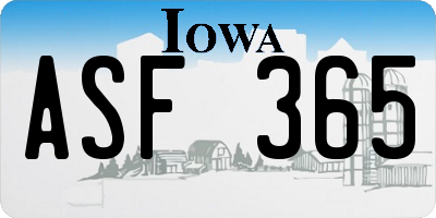 IA license plate ASF365