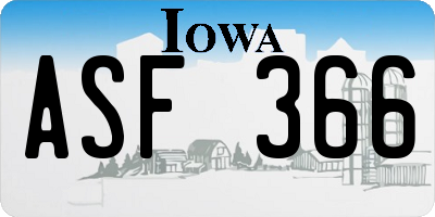 IA license plate ASF366