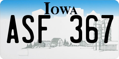 IA license plate ASF367