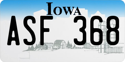 IA license plate ASF368