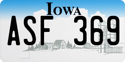 IA license plate ASF369