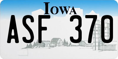 IA license plate ASF370