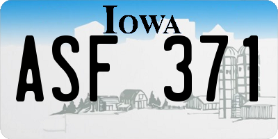 IA license plate ASF371
