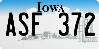 IA license plate ASF372