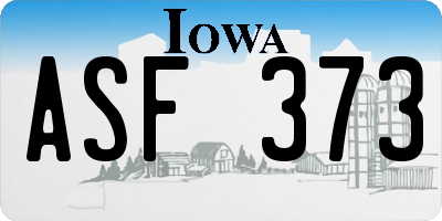 IA license plate ASF373