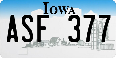 IA license plate ASF377