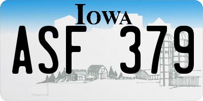 IA license plate ASF379