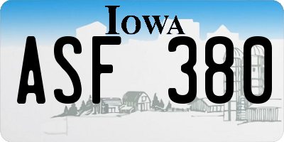 IA license plate ASF380