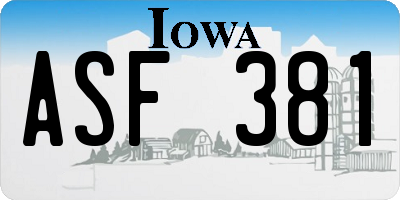 IA license plate ASF381