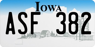 IA license plate ASF382